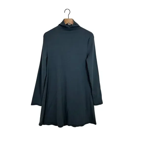 Prairie Underground Blue Dress XXL Organic Cotton Turtleneck Minimal Lagenlook - Picture 2 of 5